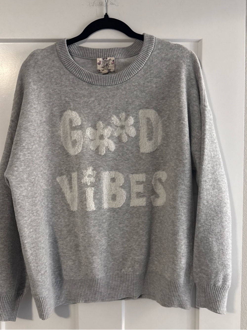 Hippie Rose Grey 'Good Vibes' Knit Sweatshirt